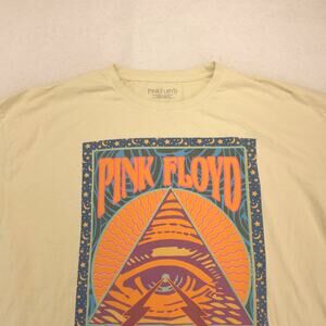 Pink Floyd Band Graphic Short Sleeve Crew Neck T Shirt Mens Size 2XL Yellow